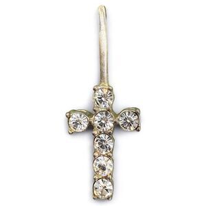 Silver-Tone Cross Pendant with Brilliant CZ Accents